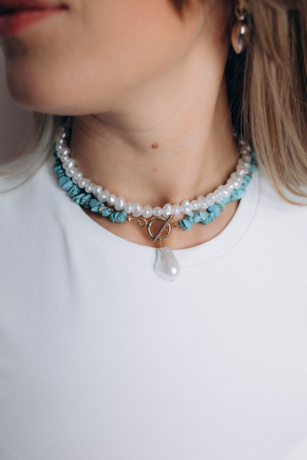 Sieviešu kaklarotu komplekts tirkīza