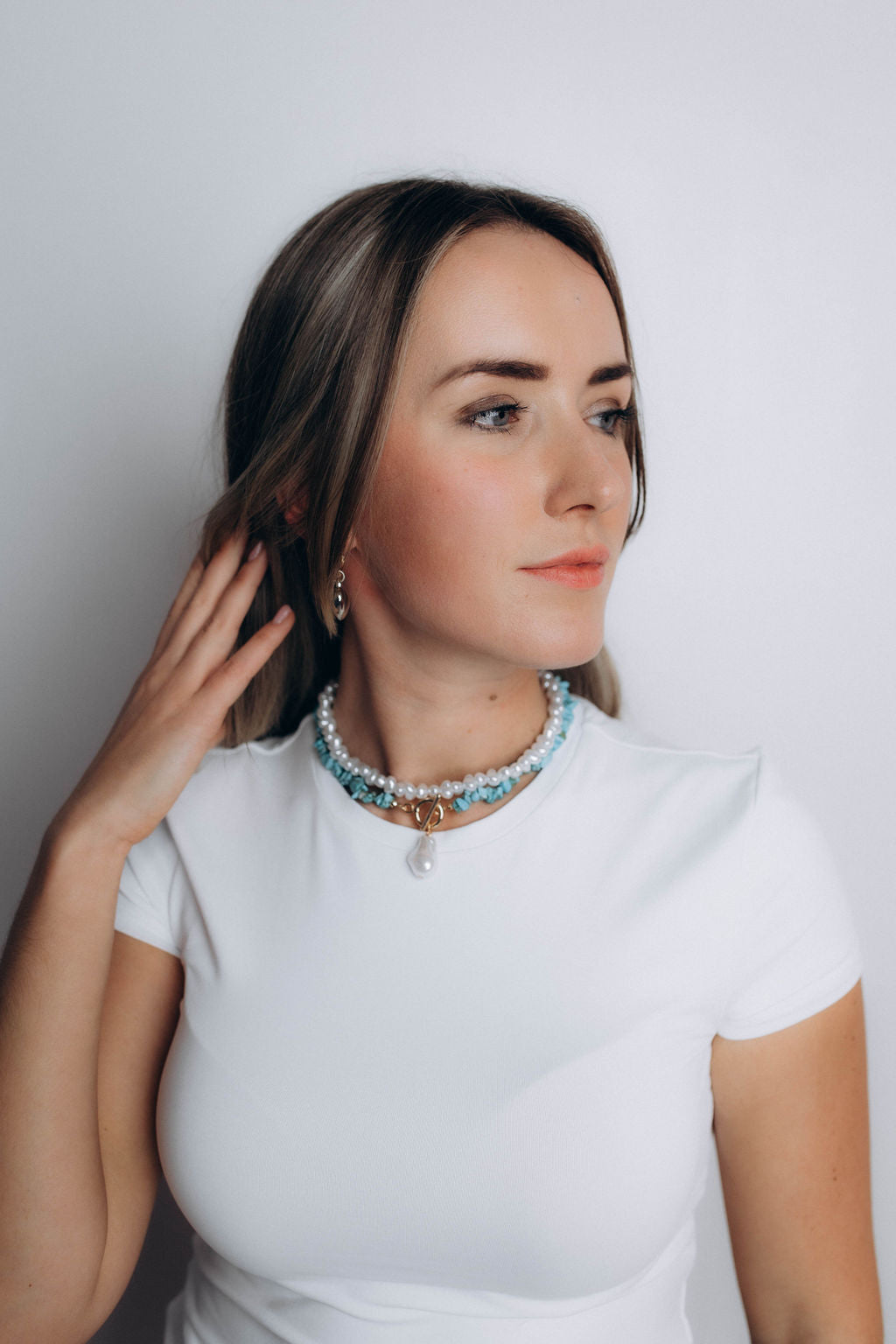 Sieviešu kaklarotu komplekts tirkīza