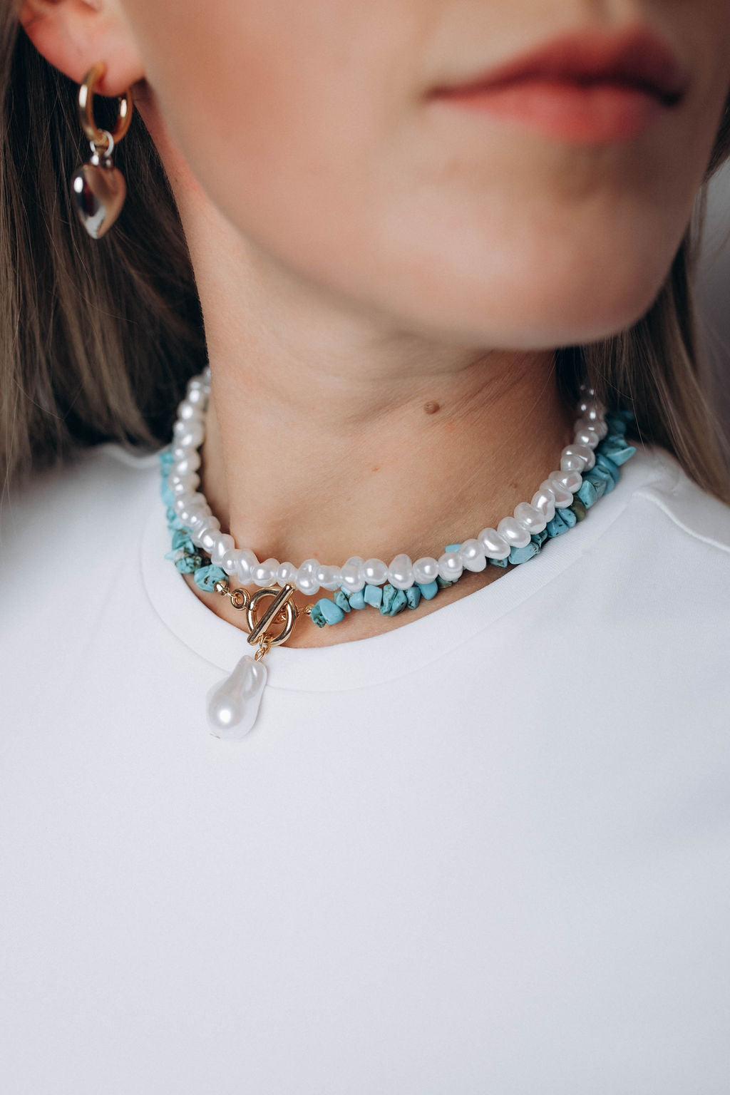 Sieviešu kaklarotu komplekts tirkīza