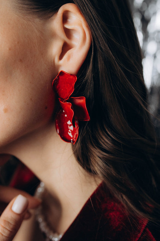 Sarkanie ziedu auskari