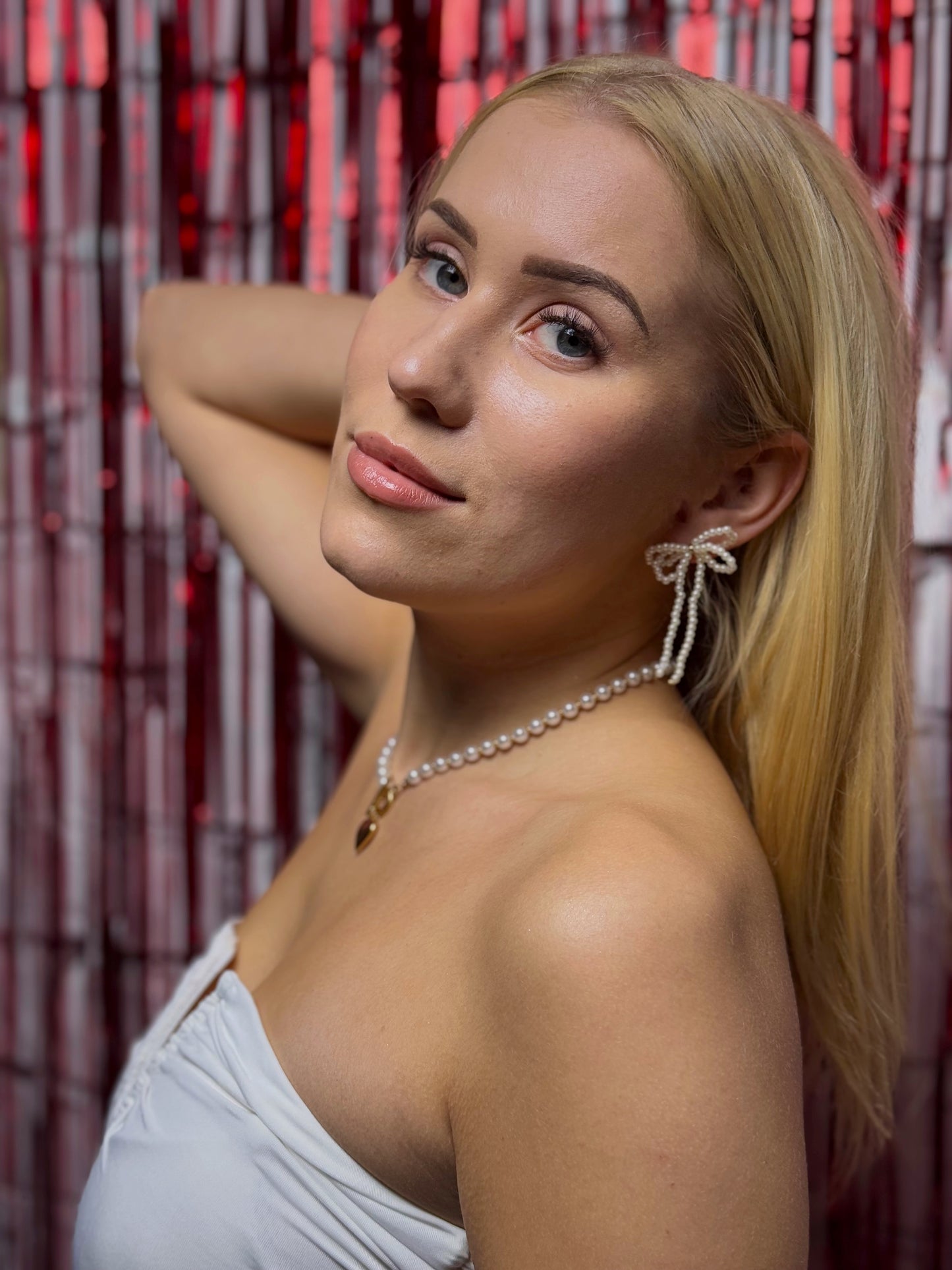 Pērlīšu bantīšu auskari