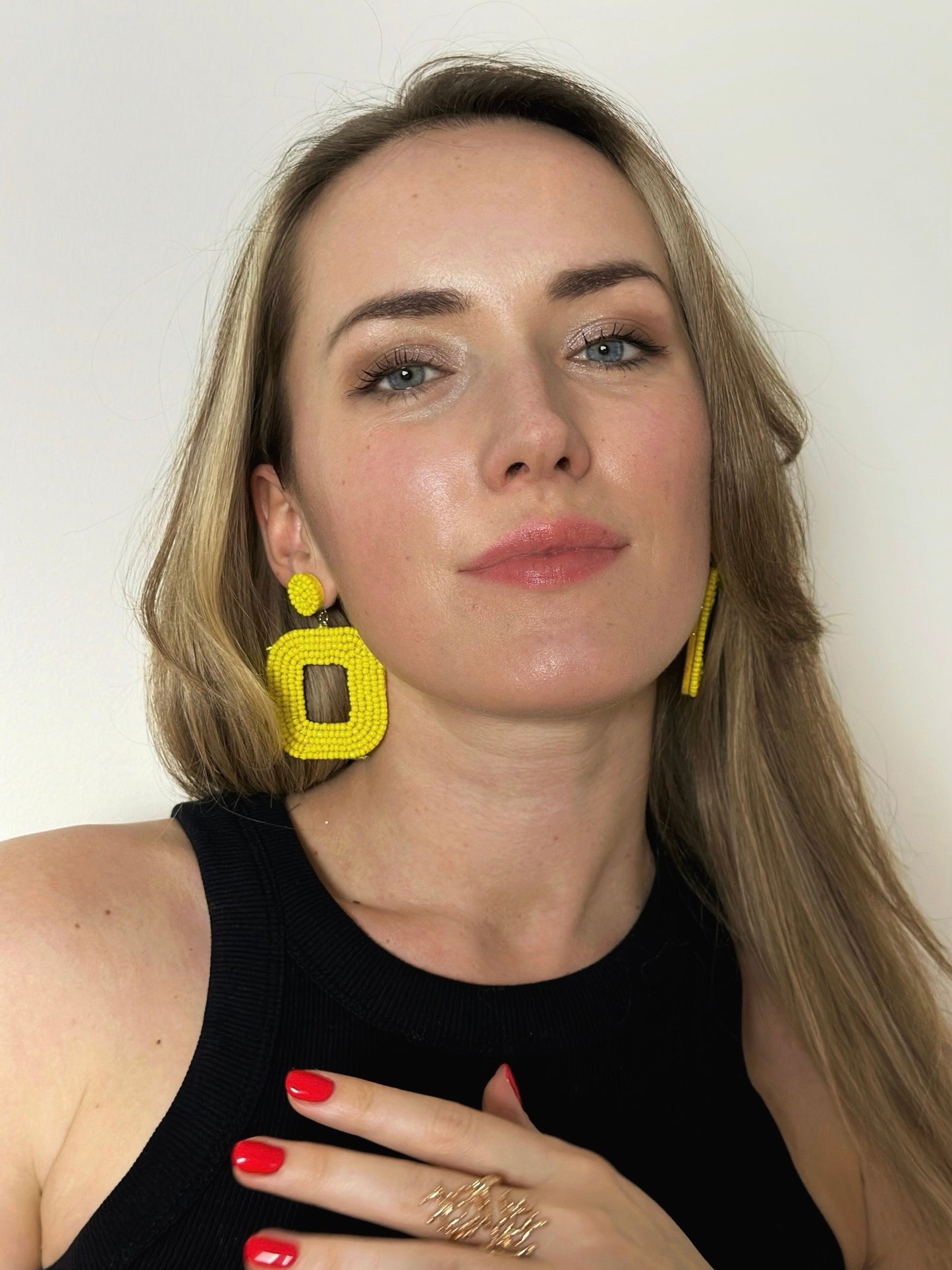 Dzelteni, pērlīšu auskari